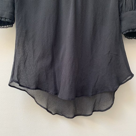 Temperley London Blouse Top Size UK 8 Short Sleeves Silk? Black Delicate - Picture 2 of 7